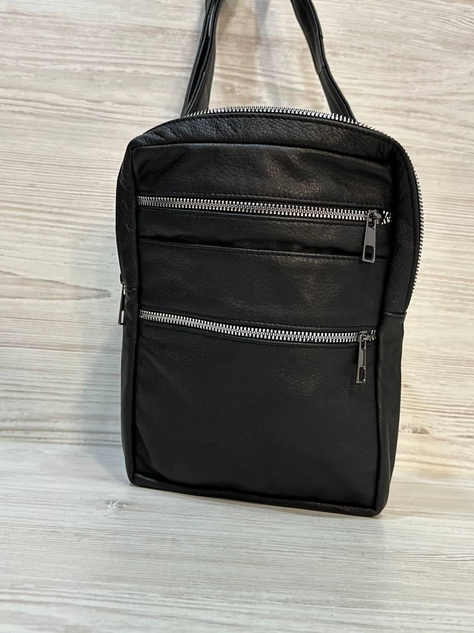 Сумка чоловіча 302007 натуральна шкіра Чорний