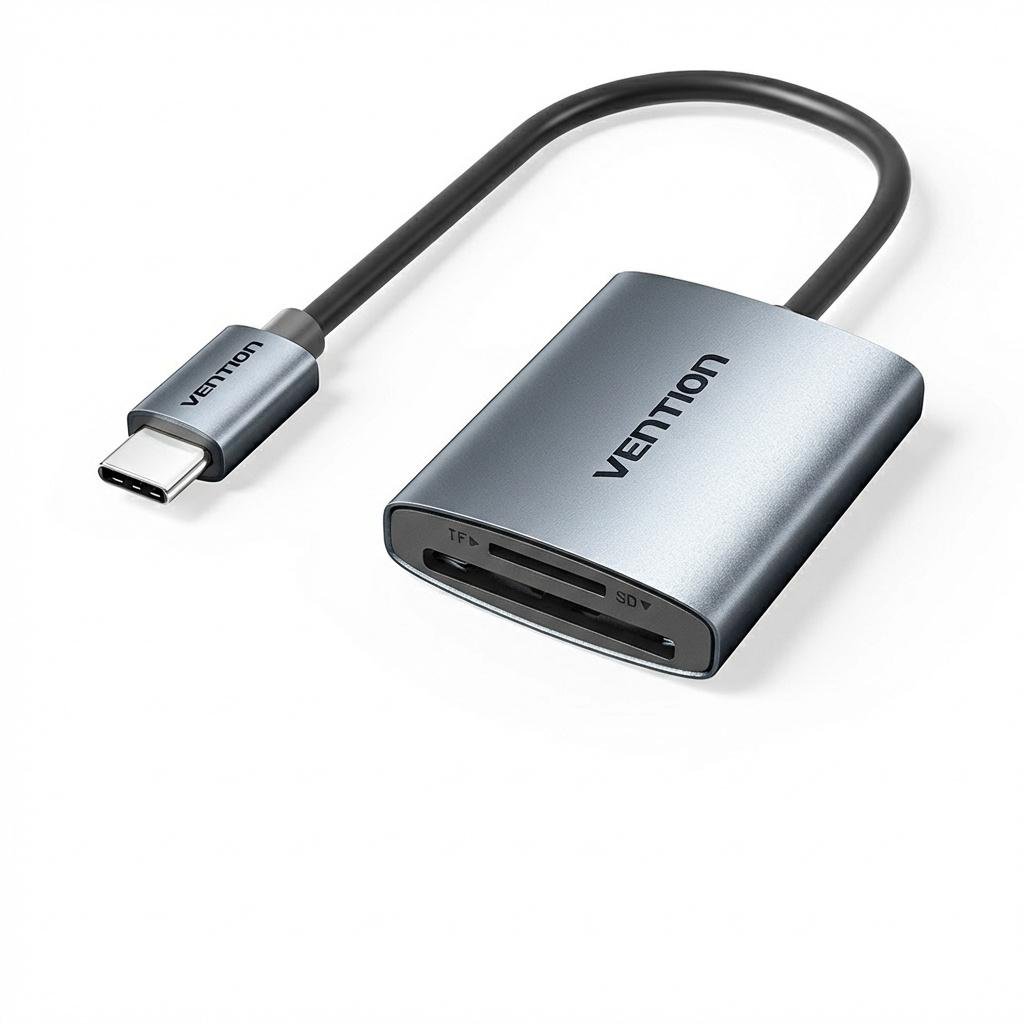 Кардридер USB-C Vention SD/microSD/UHS-II Серый (CLOHB)