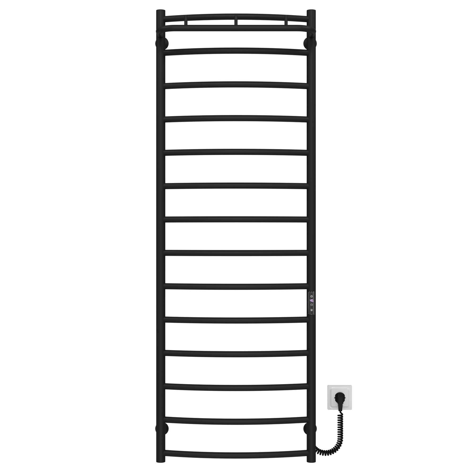 Полотенцесушитель электрический Deffi Классик N П14 JD03 правое подключение нержавеющая сталь 500х1500 мм Черный (C.KN.150.50.14.E.B.R.1)