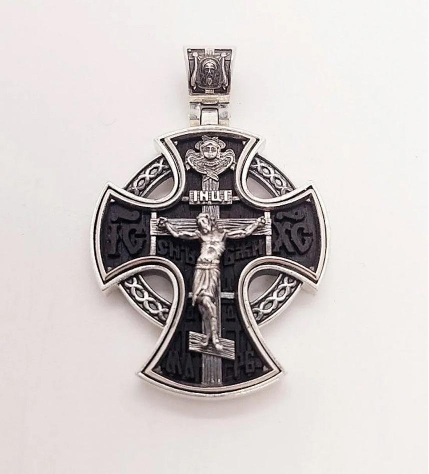 Хрест Ideale 2062-IDE Архангелом Михайлом круглий з дерев'яний зі сріблом (7452)