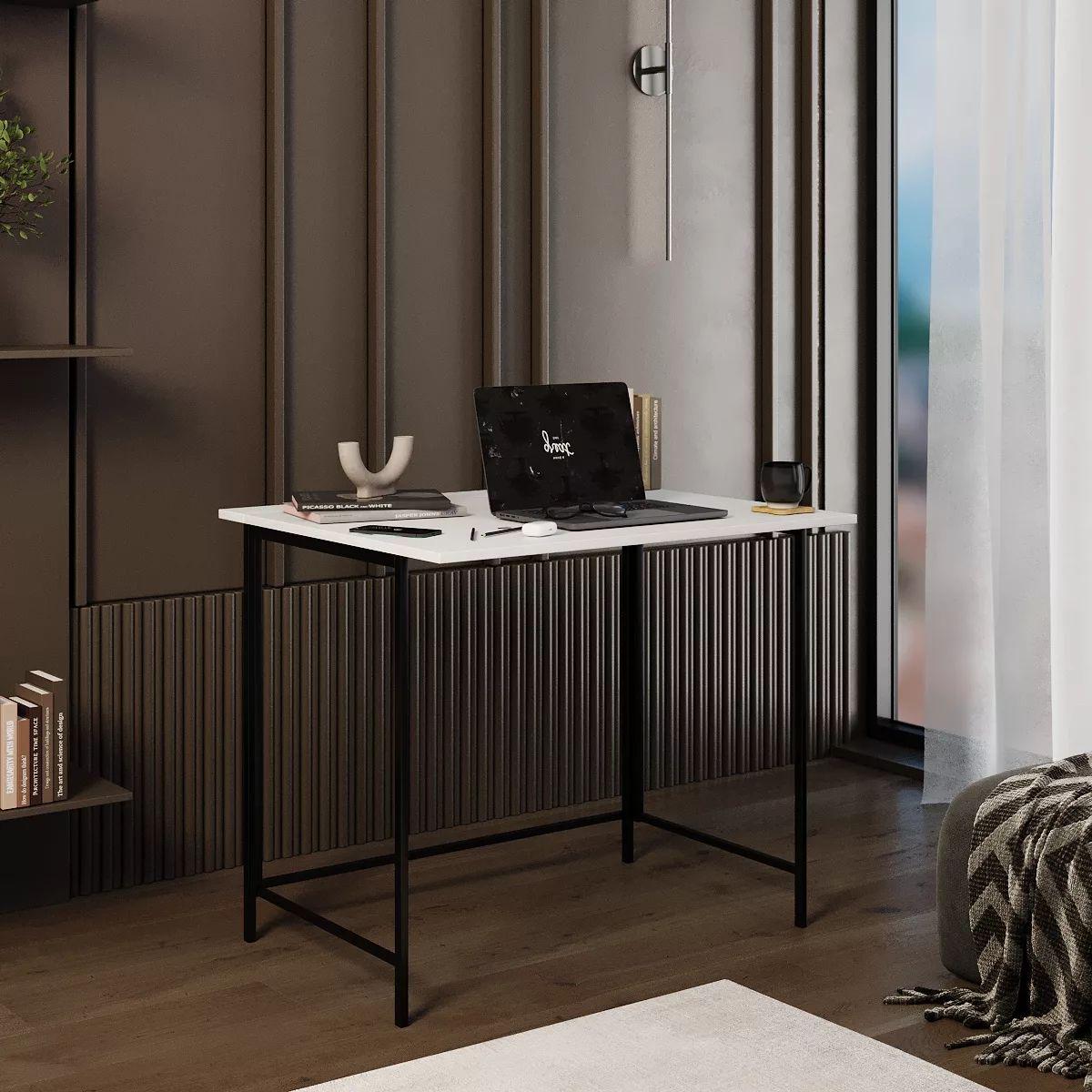 Стіл трансформер прямокутний Art in Head Sly з металевими ніжками 90x57х76 см Білий (TB24010000030)