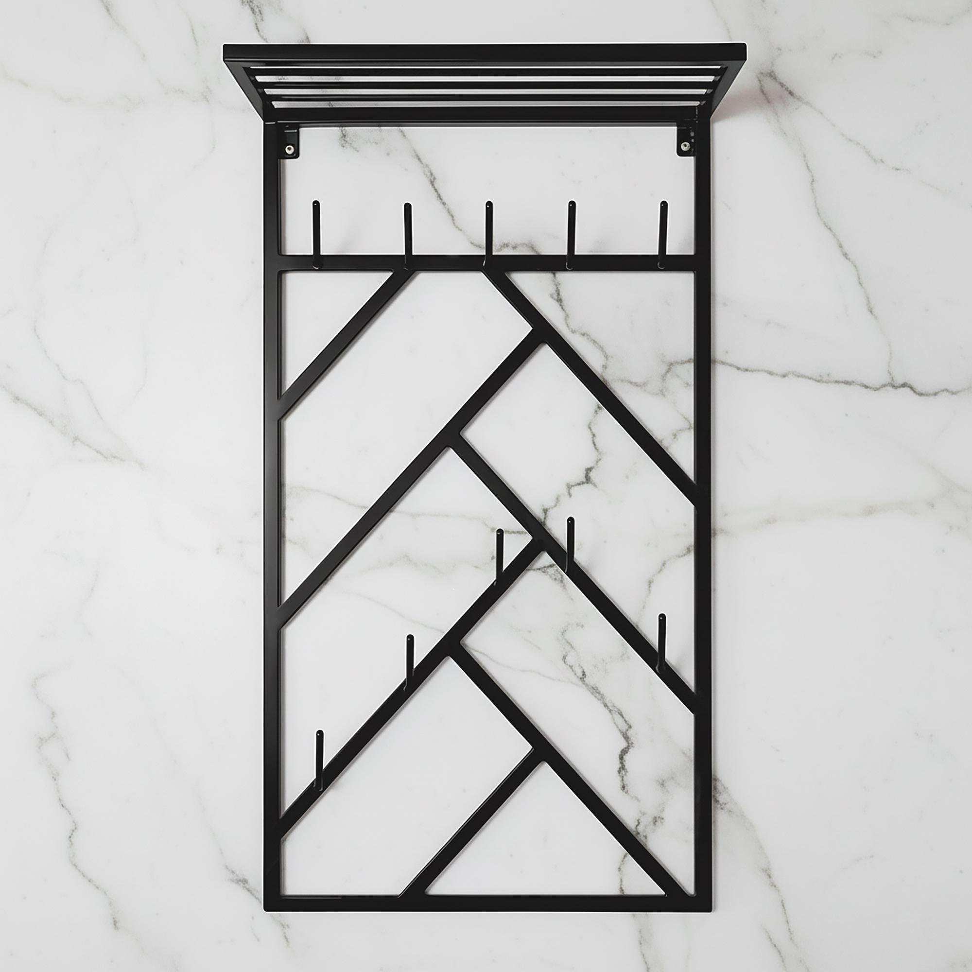 Вешалка для одежды настенная из металла Scandi 600x200 мм H 1000 мм Черный (1553) - фото 1