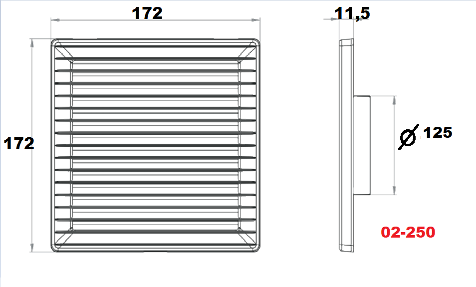 Решетка вентиляционная AirRoxy AKUSzS пластиковая 170x170 мм 125 мм Grey (02-250) - фото 4