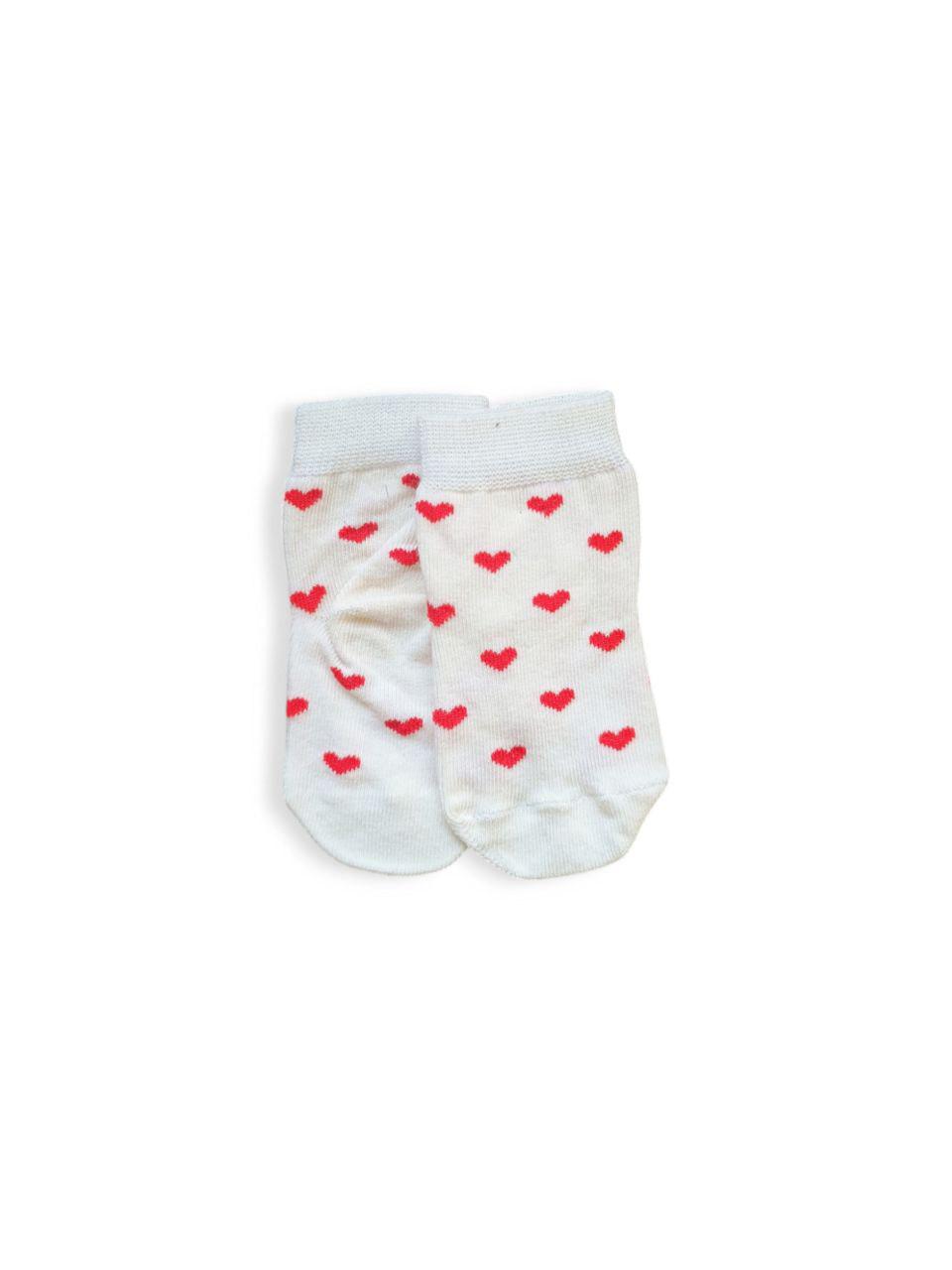 Шкарпетки для малюків TwinSocks 304 Сердечки р. 10-12 Молочний/Червоний