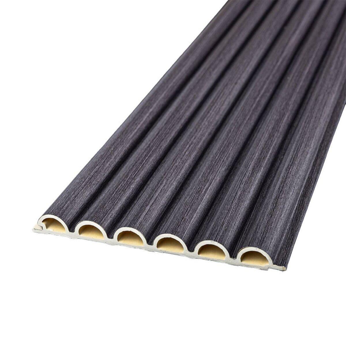 Рельс декоративный WPC круглый стеновой 3000х152х15 мм Графит (SW-00001873) - фото 1 Рельс декоративный WPC круглый стеновой 3000х152х15 мм Графит (SW-00001873) - фото 1