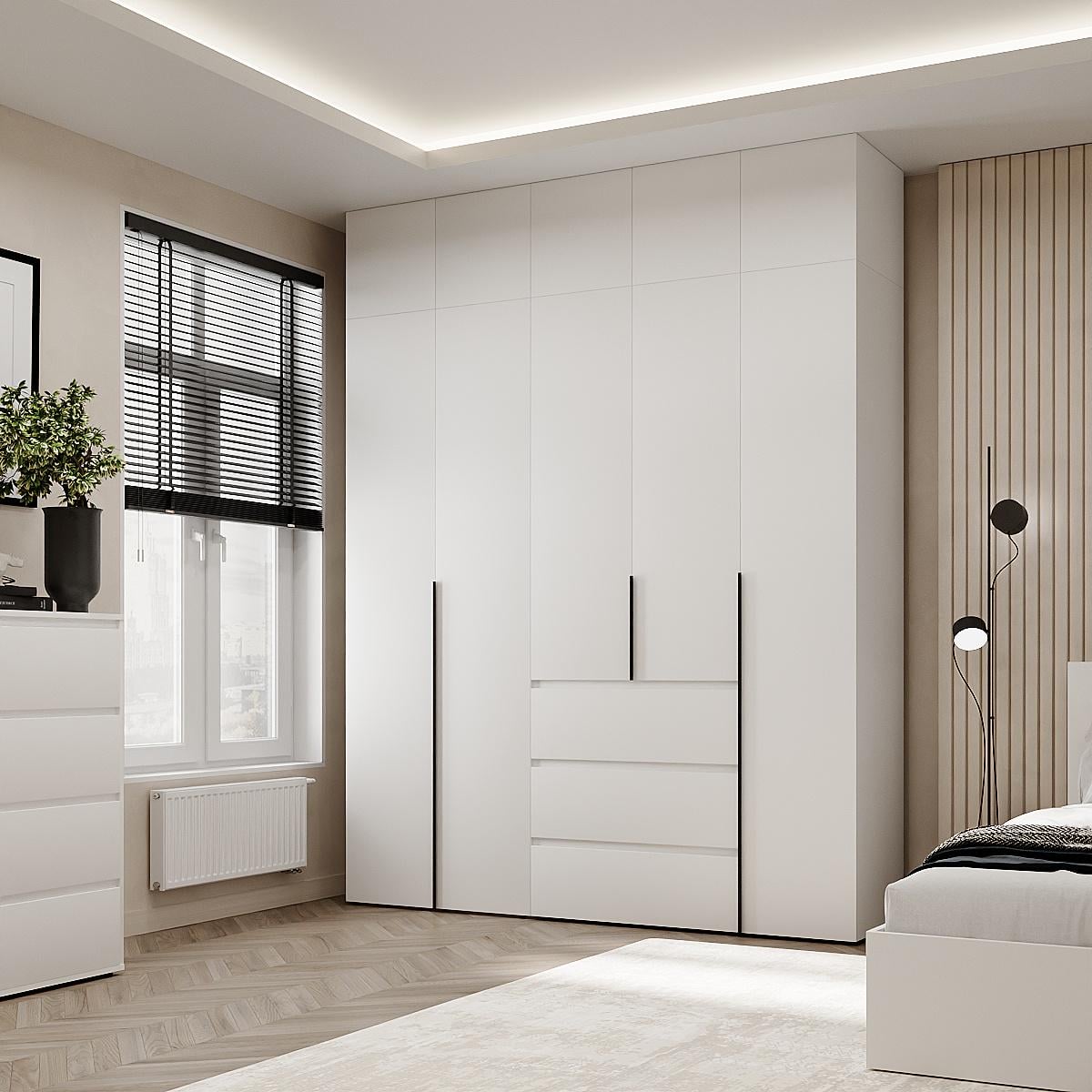 Шкаф распашной комбинированый №4 Light с антресолью 2000x500x2600 Белый брилиант (GAA2LTK041000000)