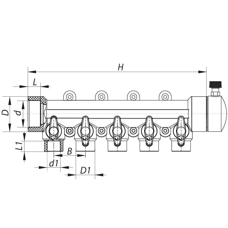 Колектор KOER K0172.PRO 5-way з кульовими кранами 40x20 PPR (KP0222) - фото 2