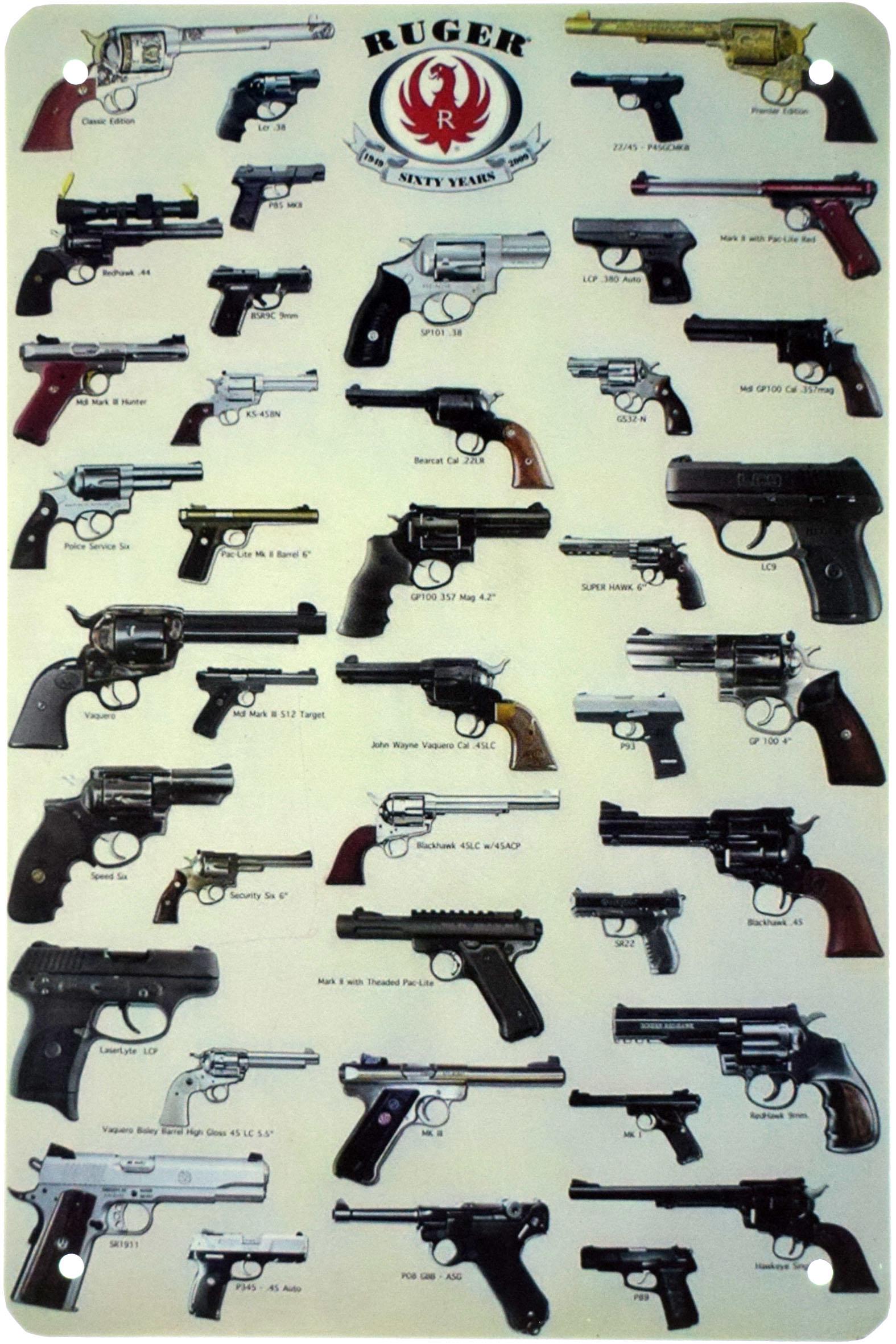 Табличка металлическая Ruger Sixty Years 1919-2009 20x30 см