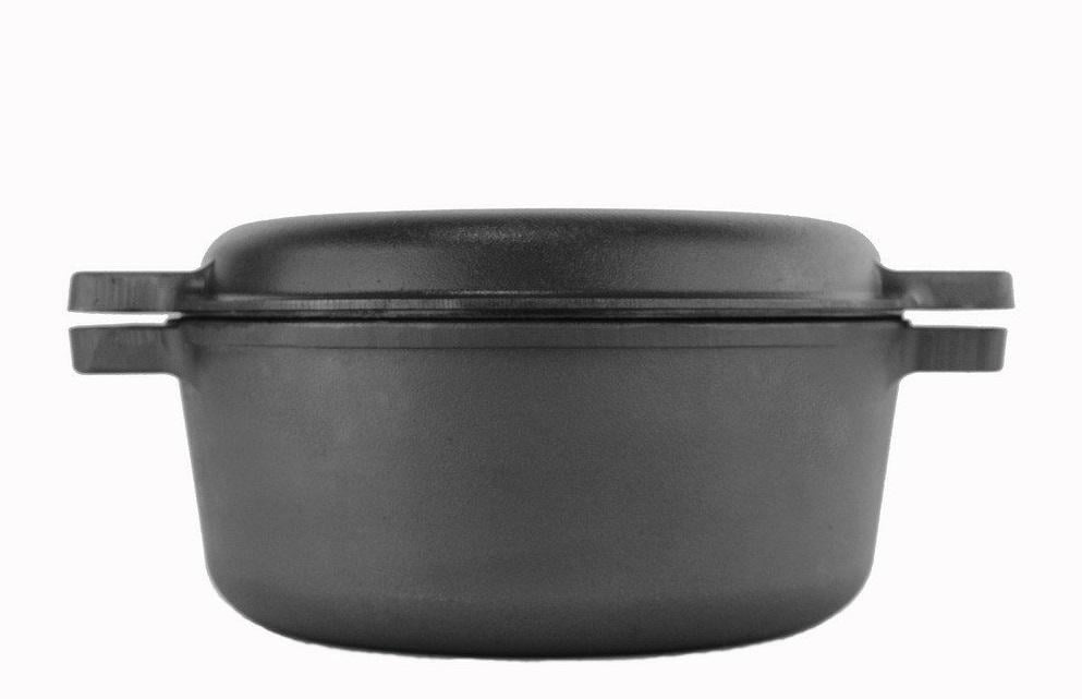 Чавунна каструля з кришкою-сковородою Brizoll Casserole 6 л (P-6L-2) - фото 1