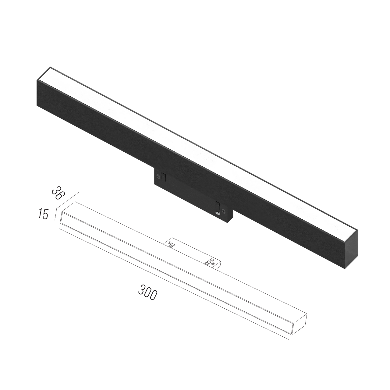 Світильник магнітний трековий MERALLI LINE BOX300 9W 3000K/6000K регульована WIFI 2,4G TUYA Чорний (TRVBLB300) - фото 3