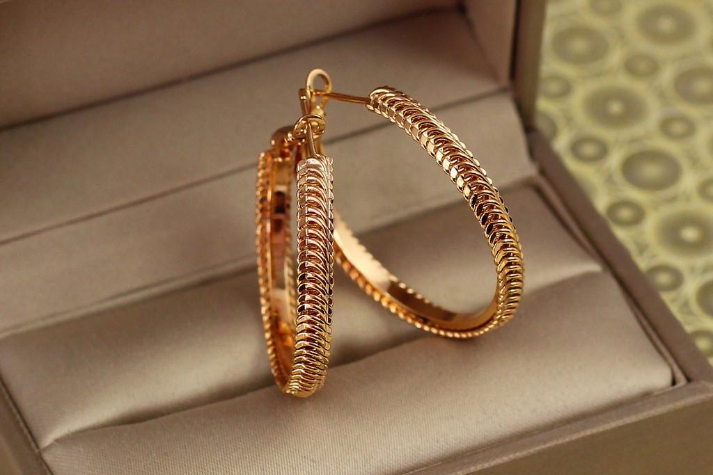 Серьги кольца Хuping Jewelry Бриз 3 см Золотистый (2278063031)