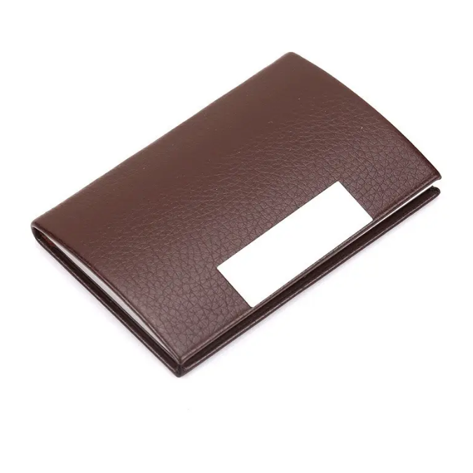 Визитница-футляр металлическая с кожаными вставками Luxury Brown Коричневый (1085404217)