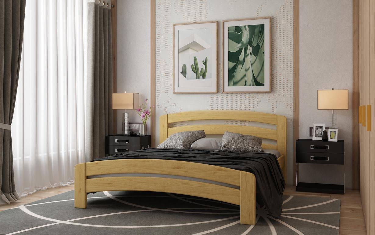 Кровать двуспальная STEMMA Лира из натурального дерева сосна 160x200 см Ольха (52156)