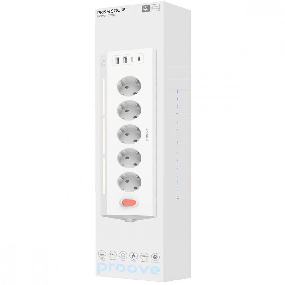 Фильтр сетевой Proove Prism Socket 5xAC/2xType-C/2xUSB 1,6 м White - фото 2