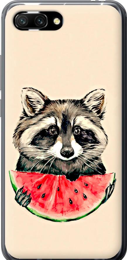 Чехол на Huawei Honor 10 Енотик с арбузом (4605u-1496-42517)