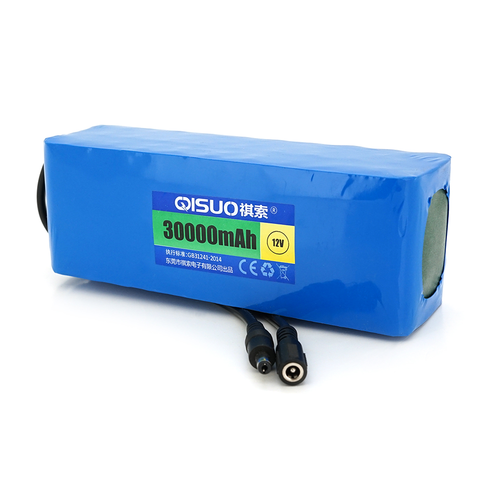 Аккумулятор QiSuo 12V 30Ah Li-ion 12 В элементы 18650 DC 5,5x2,1 (YUT_V9117)