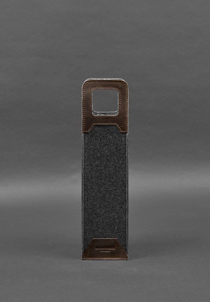 Чохол для вина 1.0 із фетру зі шкіряними вставками Crazy Horse Темно-коричневий (A-027936) - фото 1 Чохол для вина 1.0 із фетру зі шкіряними вставками Crazy Horse Темно-коричневий (A-027936) - фото 1