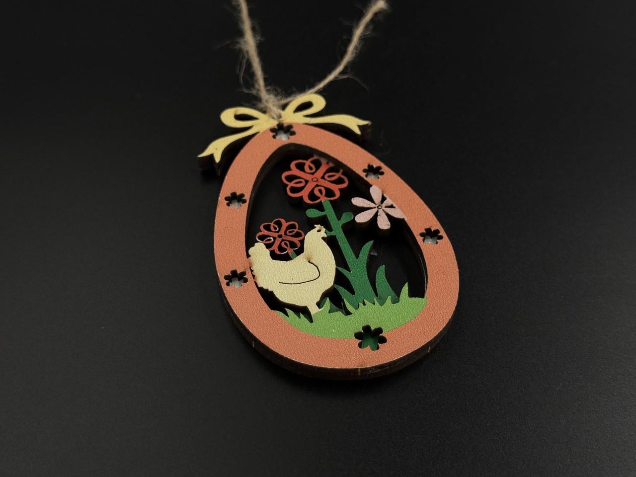 Заготівка-підвіска для рукоділля Пасхальне яйце з курочкою під декупаж і розпис 9х5,7 см Різнокольоровий (XV-003) - фото 4 Заготівка-підвіска для рукоділля Пасхальне яйце з курочкою під декупаж і розпис 9х5,7 см Різнокольоровий (XV-003) - фото 4