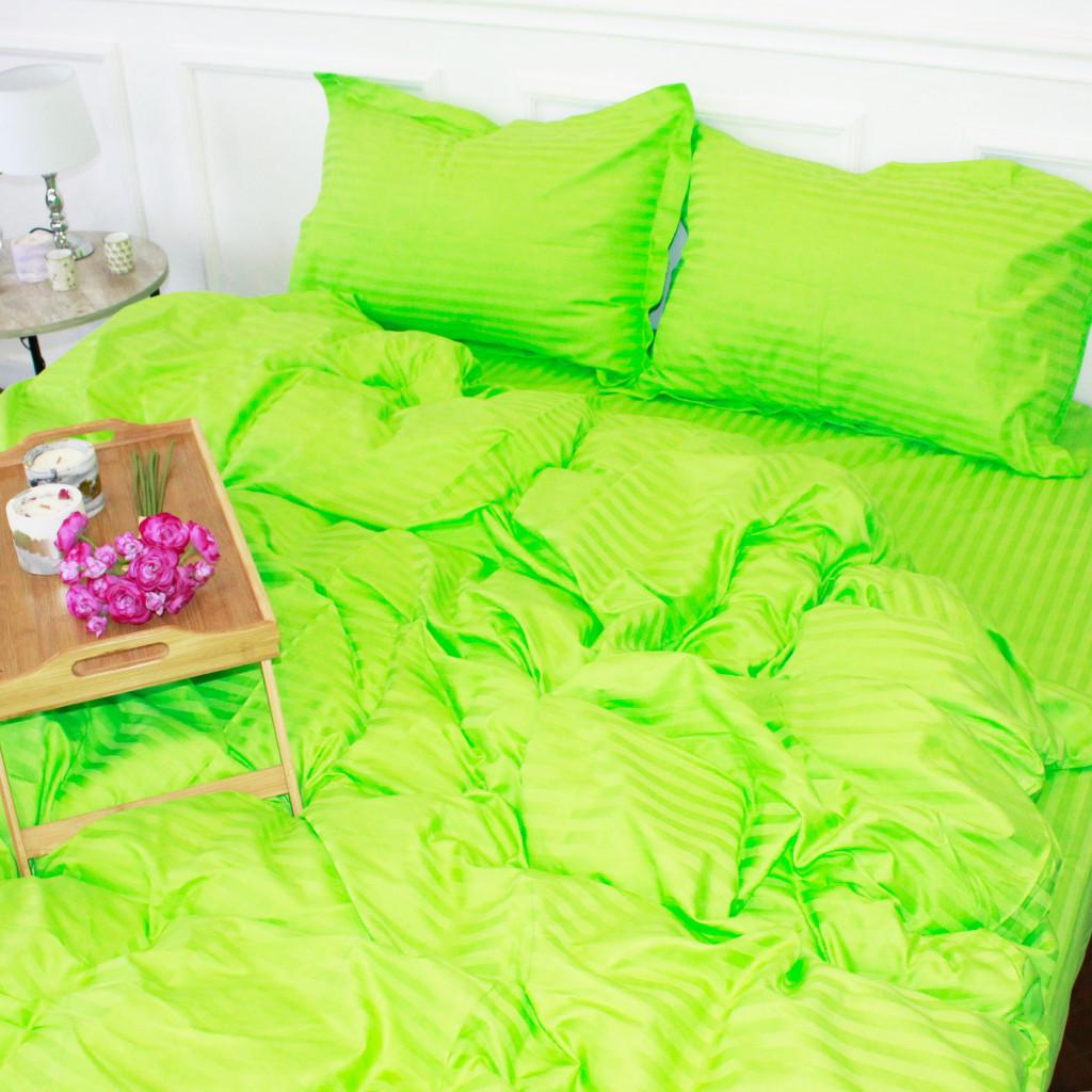 Комплект постельного белья MirSon 30-0016 satin-stripe семейный 160х220 см Light Green (215746)