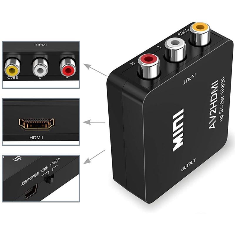 Конвертер відео та аудіо сигналу активний U&P Mini RCA-HDMI 1080P Black (SWE-AV2HDMI-BK) - фото 5