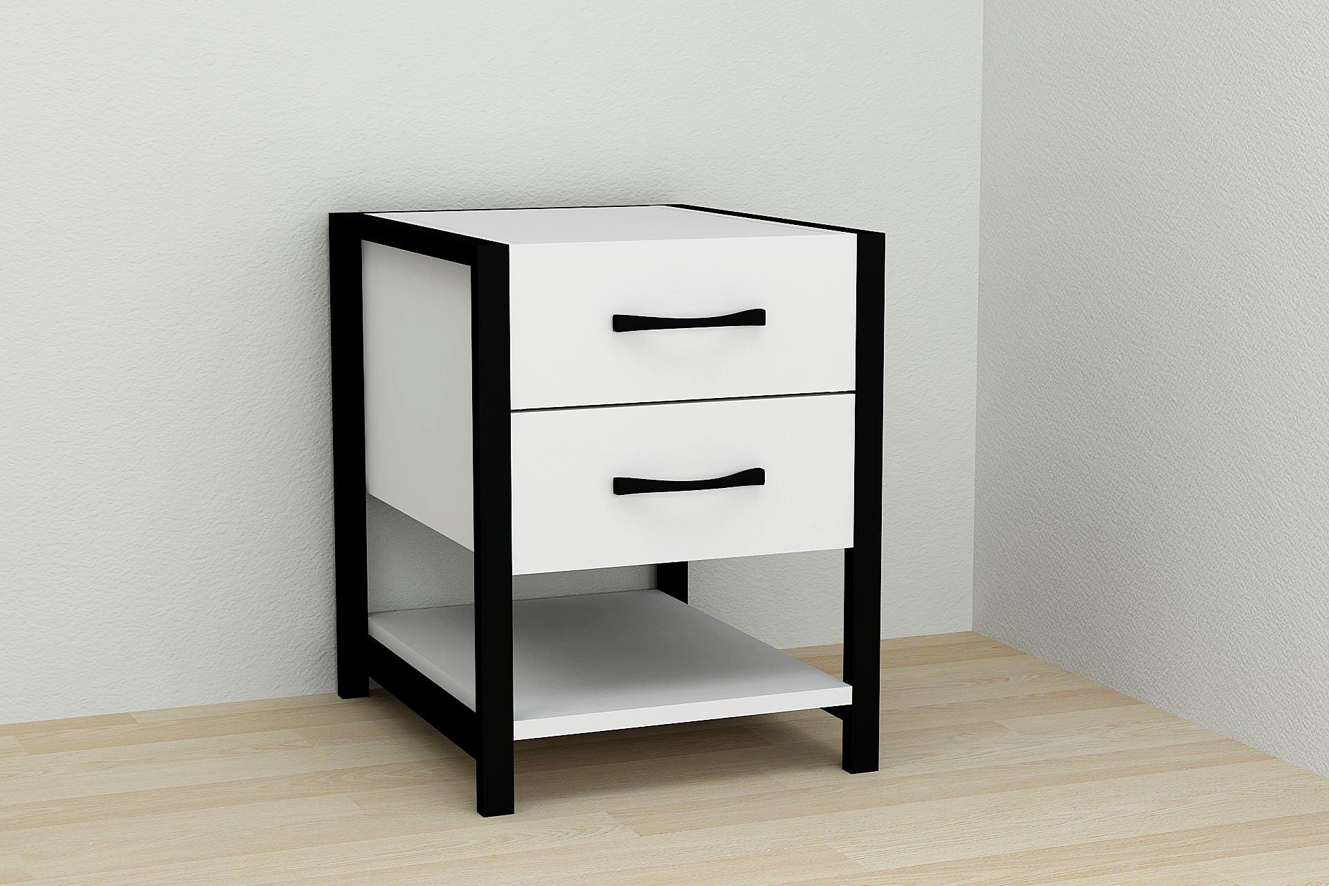 Тумба универсальная Ferrum-decor Вивьен 2/1 ДСП 16 мм 50x41x40 см Черный/Белый (FRD-104171)