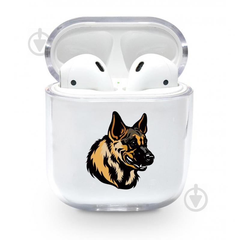 Прозрачный силиконовый чехол Apple AirPods с рисунком - Овчарка (KAP1138)