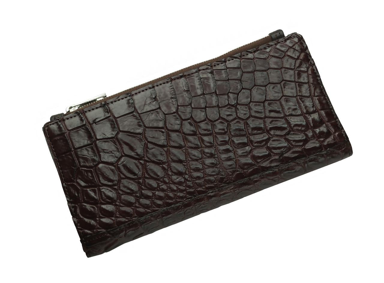 Кошелек Ekzotic Leather из кожи крокодила на молнии Коричневый (cw 93)