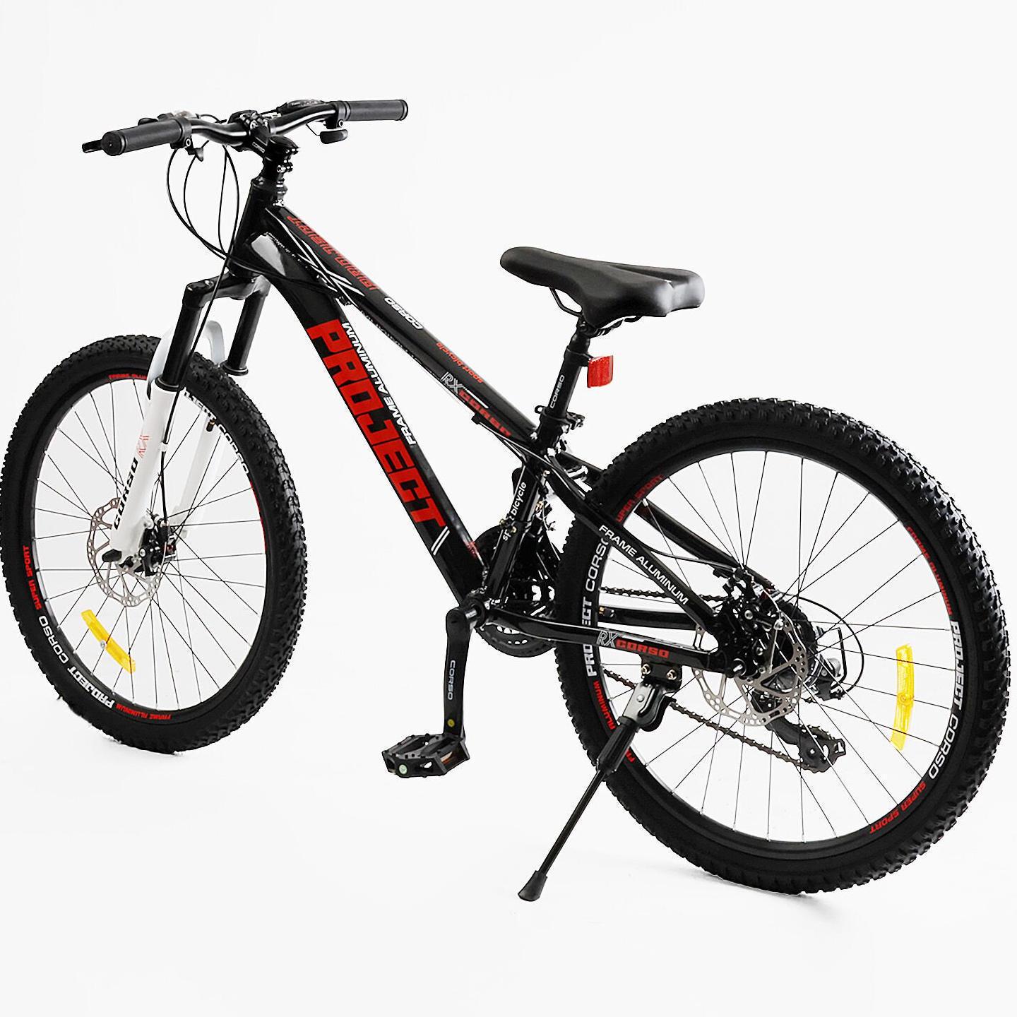 Велосипед гірський підлітковий алюмінієвий Corso Project 24" рама 11" Чорно-червоний - фото 3 Велосипед гірський підлітковий алюмінієвий Corso Project 24" рама 11" Чорно-червоний - фото 3