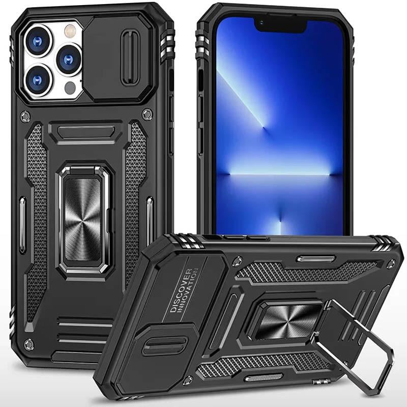 Противоударный чехол Camshield Army Ring для Apple iPhone 13 Pro Max 6.7" Черный/Black