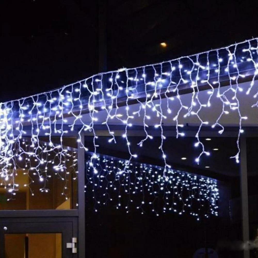 Гирлянда уличная Бахрома LED 120 Flash белый провод Холодный белый (1-178)