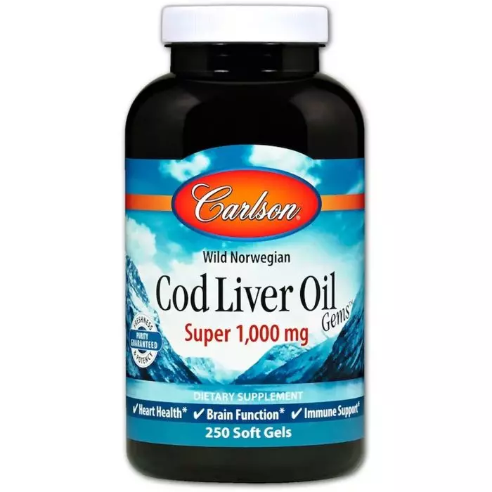 Жир из печени норвежской трески Cod Liver Oil 1000 мг 250 гелевых капсул (CL1302)