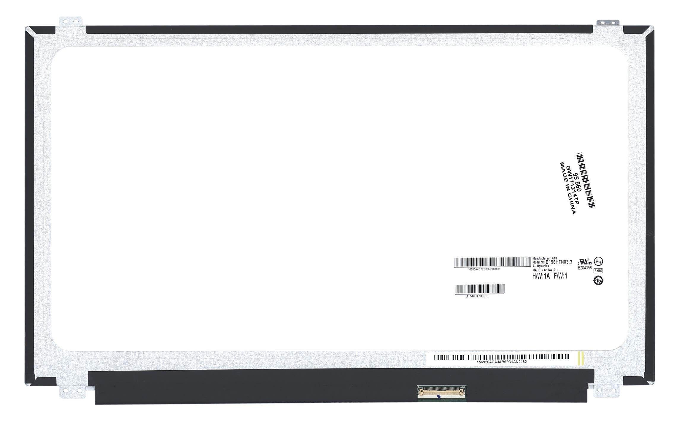 Матрица для ноутбука 15,6" Slim 40 pin справа 1920x1080 LED крепления сверху матовая AU Optronics AUO B156HTN03.3