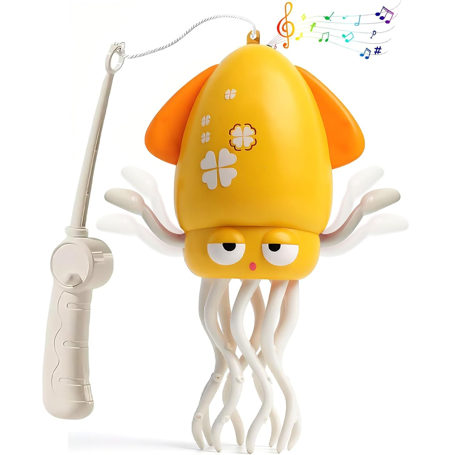Музыкальная игрушка танцующий кальмар для детей с подсветкой Желтый