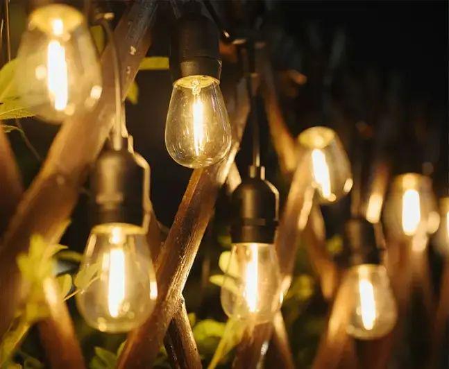 Гірлянда ретро на сонячній батареї 4500мАг 15 лампочок Bulbs IP67 з датчиком світла з АБС-пластику 5 м