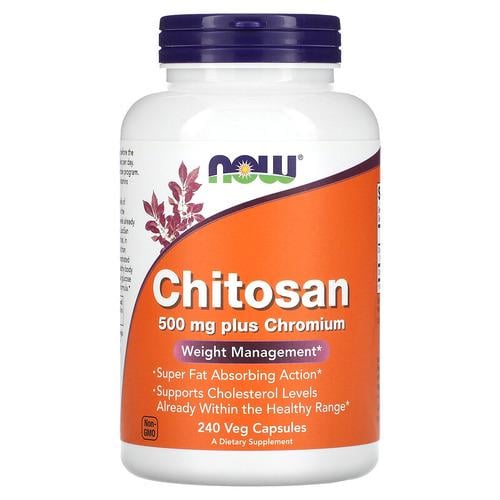 Хитозан NOW Chitosan Plus Chromium 500 мг 240 капс. (NOW-02026)