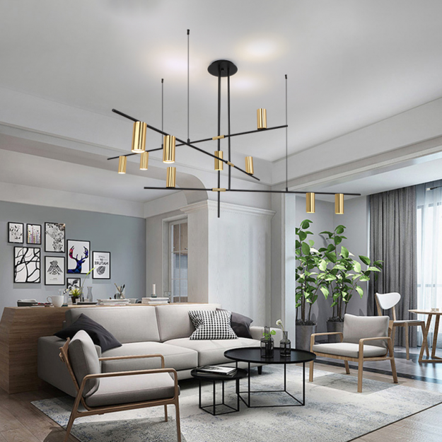 Люстра светодиодная 9P LED 137 см Black/Gold (9315900)