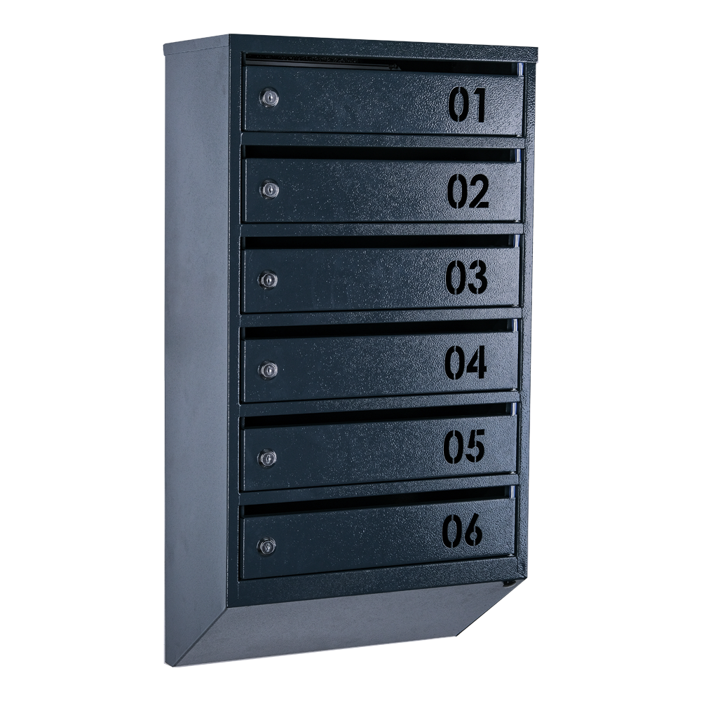 Почтовый ящик Галиндустрия ЯП06В на 6 секций 750x390x200 мм Антрацитовый (21005290)