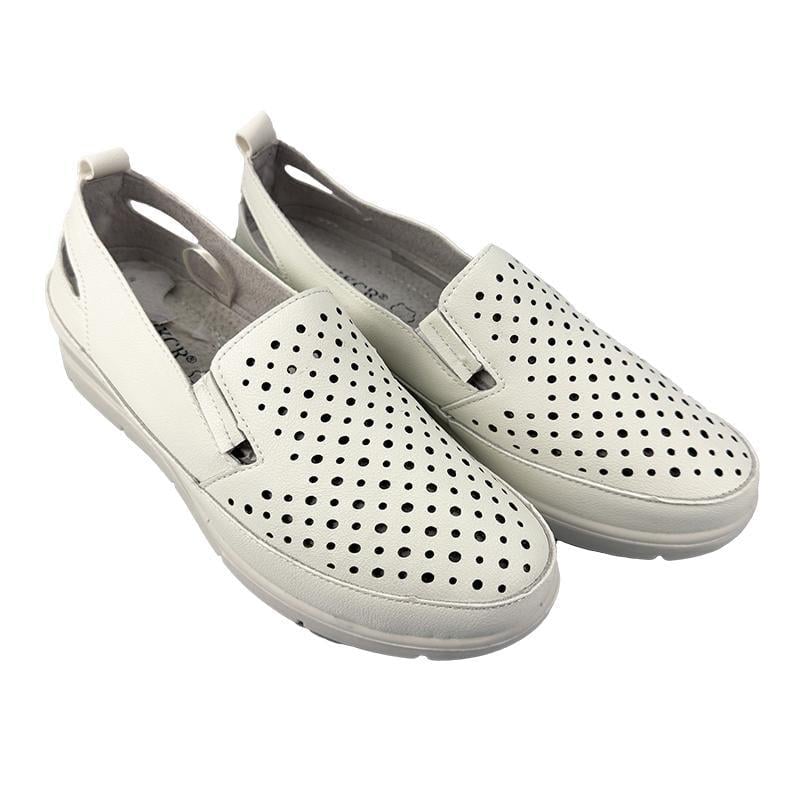 Мокасины женские перфорированная кожа 20208 р. 41 26,5 см Белый