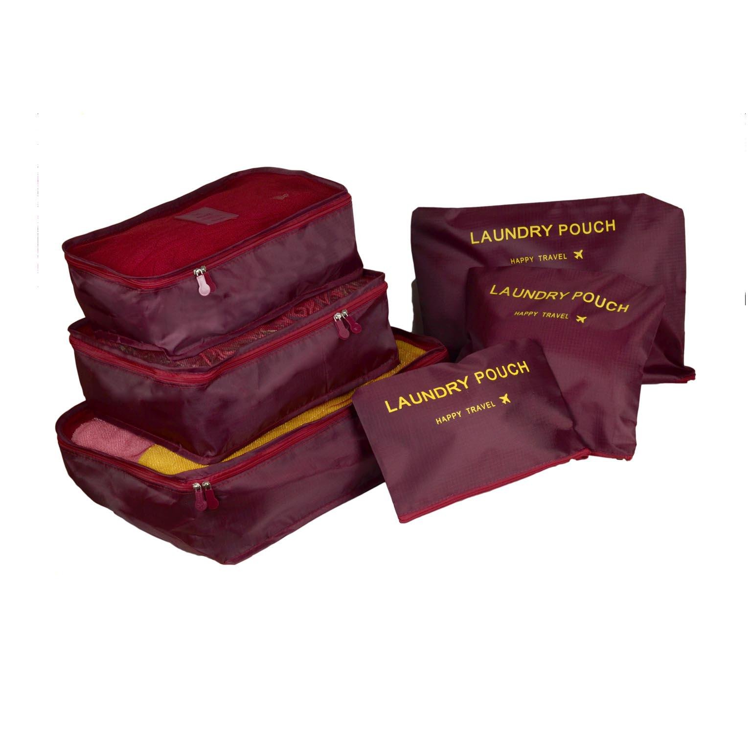 Набор органайзеров для путешествий и дома 6в1 нейлон водоотталкивающий Бордовый (КДО-15-6)