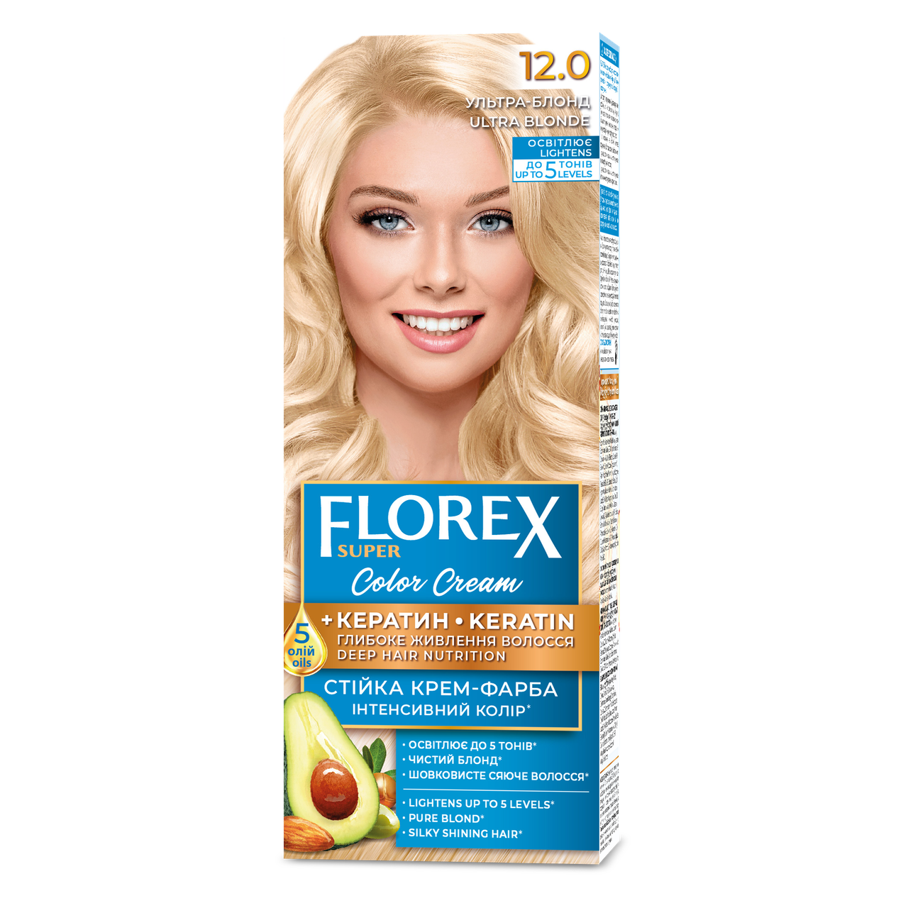 Крем-краска для волос стойкая Florex кератин 12.0 120 мл Ультра-блонд