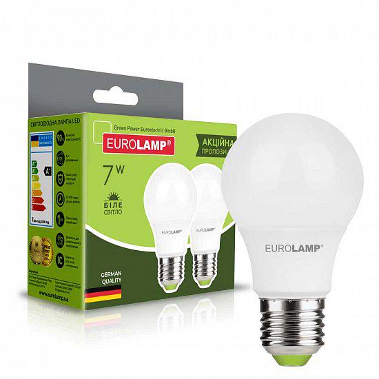 Промо-набор Eurolamp LED лампы A60-7W-E27-4000K "1+1" (MLP-LED-A60-07274(E))