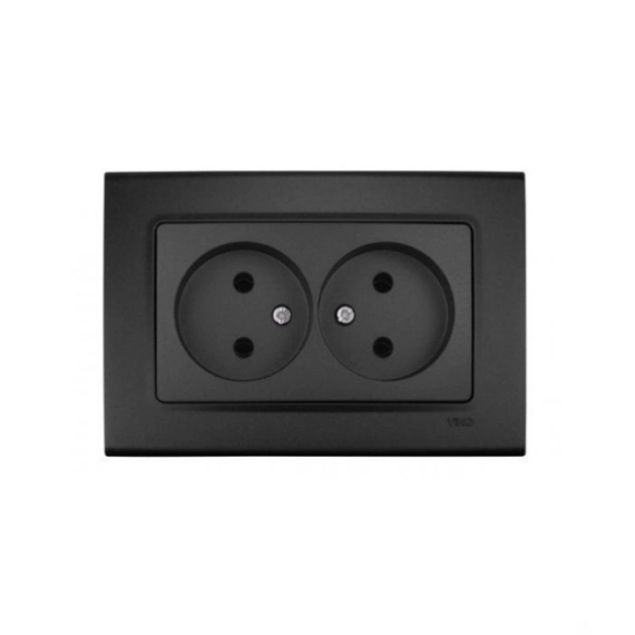 Розетка двойная VIKO Linnera Life Черная ночь (31177766)
