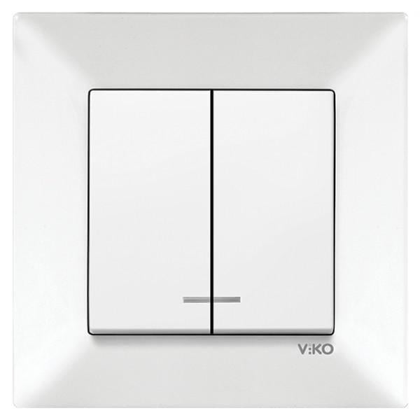 Выключатель двухклавишный Viko Meridian с подсветкой Белый (27548692)