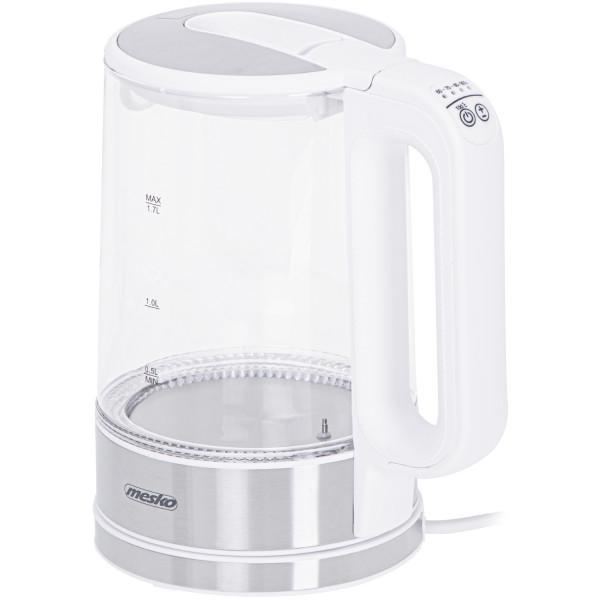 Электрочайник Mesko MS 1301 стеклянный с установкой температуры 2200 Вт 1,7 л White (MS1301W) - фото 3 Электрочайник Mesko MS 1301 стеклянный с установкой температуры 2200 Вт 1,7 л White (MS1301W) - фото 3
