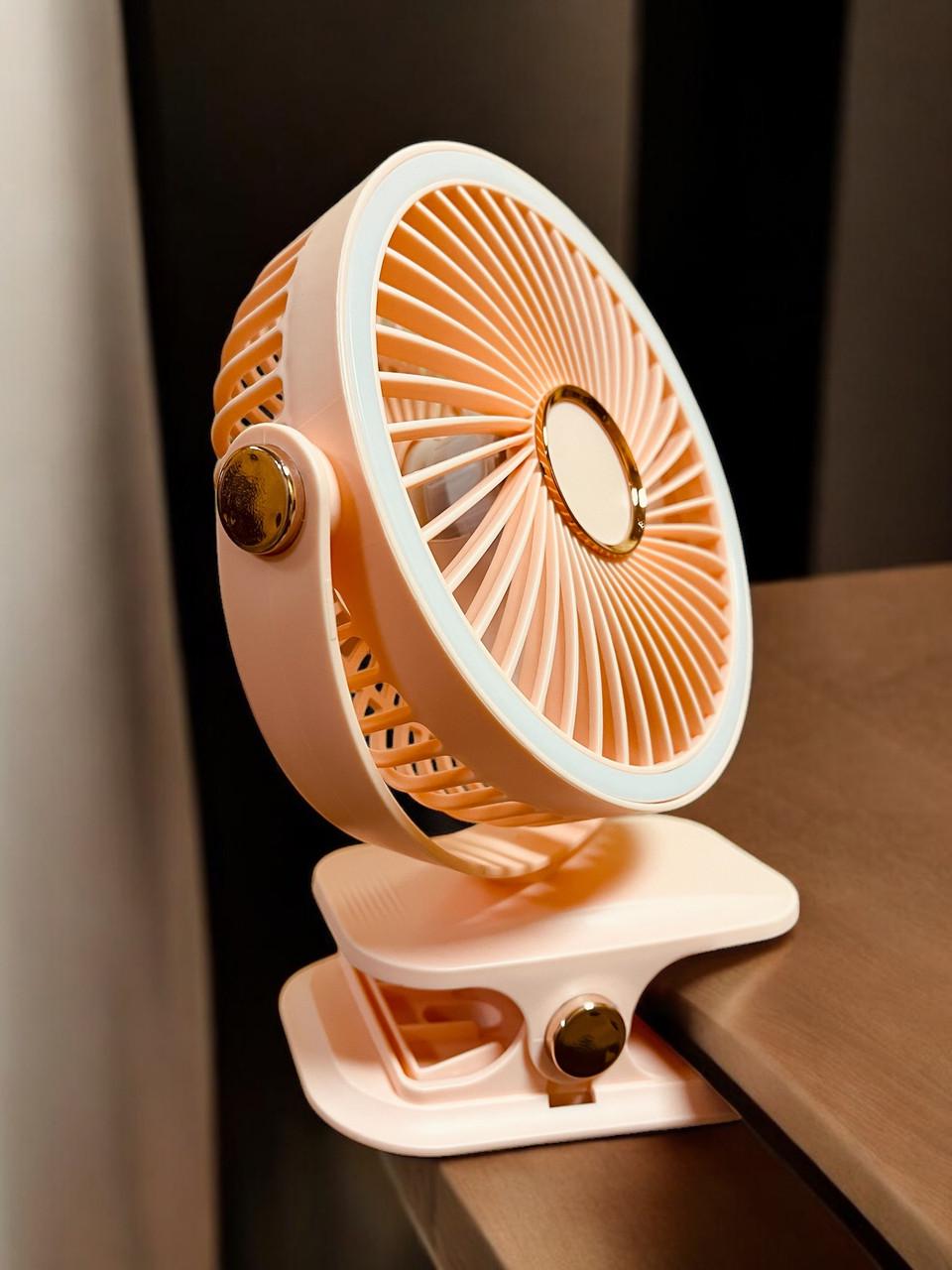 Вентилятор F2-150 акумуляторний з LED підсвічуванням та прищіпкою Pink (2588971779) - фото 7