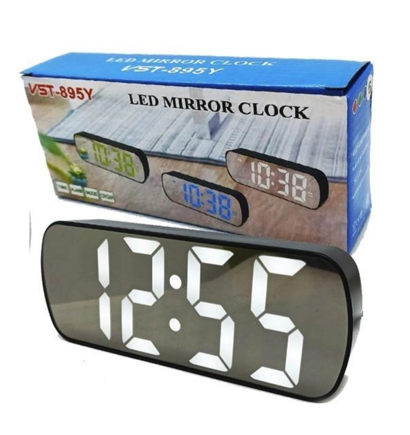 Часы настольные VST-895Y-6 от USB с зеркальным дисплеем Белый (3813)