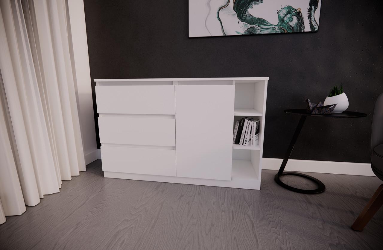 Комод MEBEX на 3 шухляди з відкритою нішею 120х40х77 см Білий (VERTO3B1200WH) - фото 3 Комод MEBEX на 3 шухляди з відкритою нішею 120х40х77 см Білий (VERTO3B1200WH) - фото 3