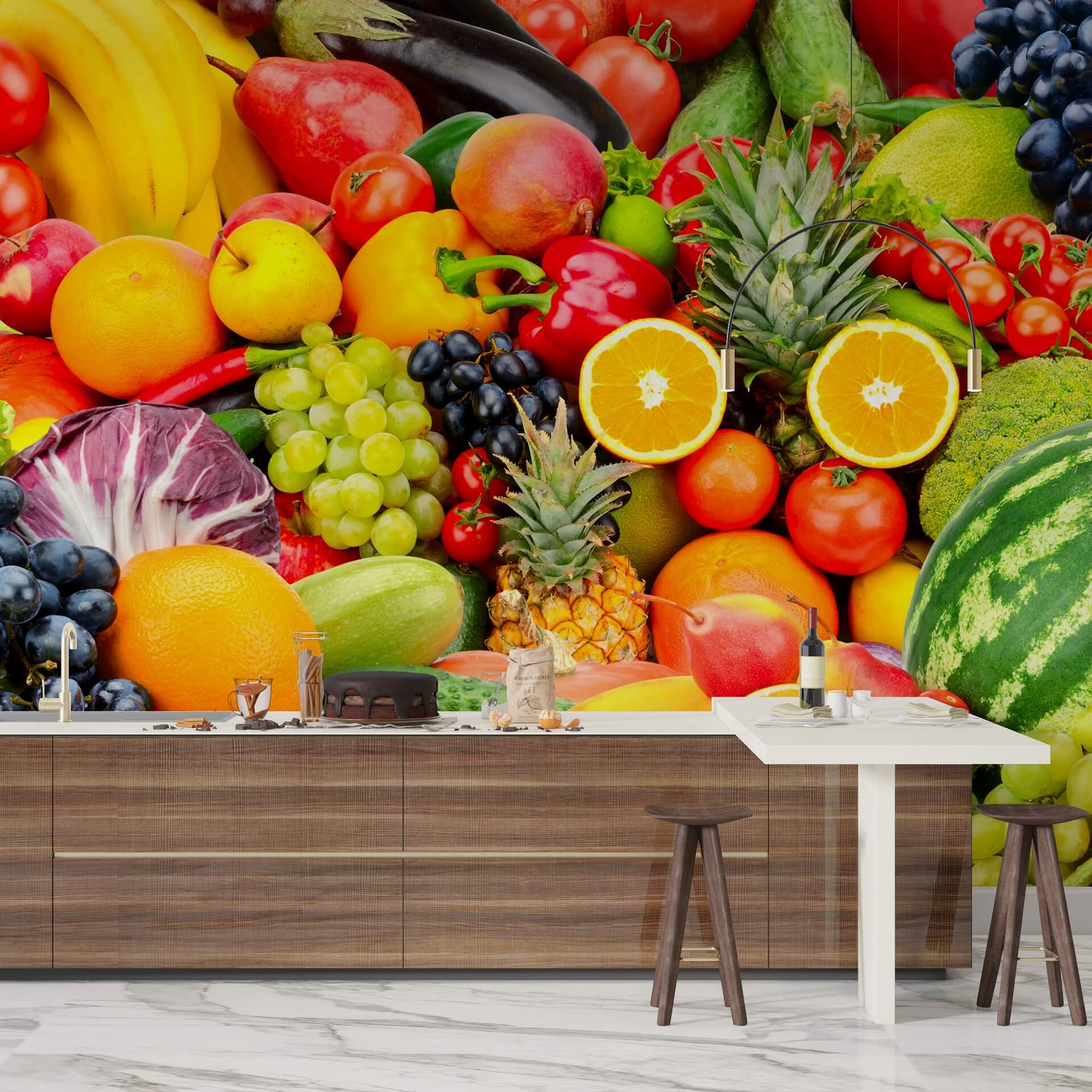 Фотошпалери флізелінові Styleo Print-walls Яскраві фрукти та овочі 0255 400х250 см (Pw-0255/4)