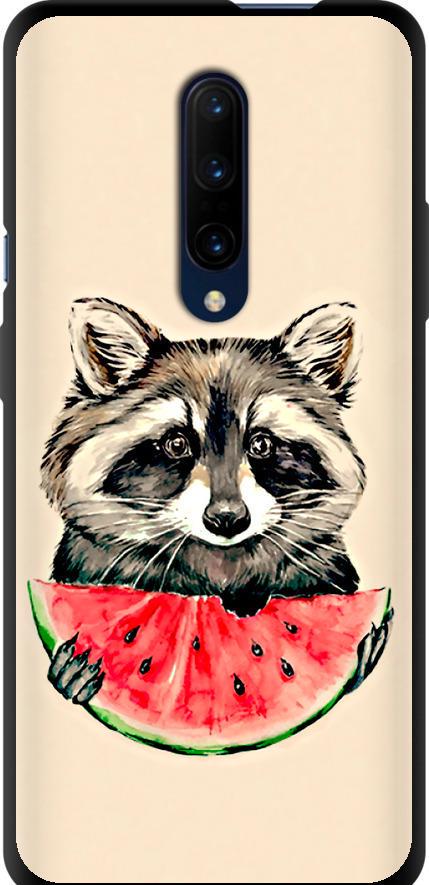 Чехол на OnePlus 7 Pro Енотик с арбузом (4605b-1696-42517)