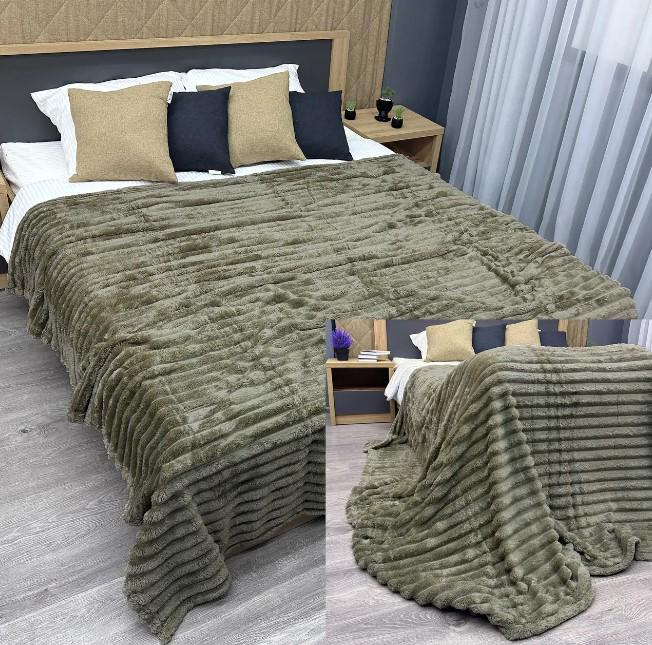 Покривало на ліжко/диван VIP Шарпей в полоску 200х230 см Болотний (87-143) - фото 4 Покривало на ліжко/диван VIP Шарпей в полоску 200х230 см Болотний (87-143) - фото 4